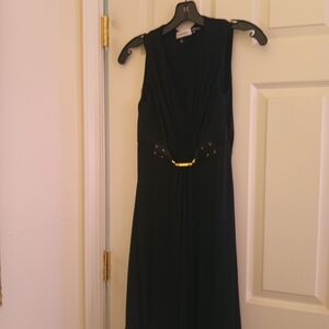 Calvin Klein Black Midi Dress with Gold Accent
